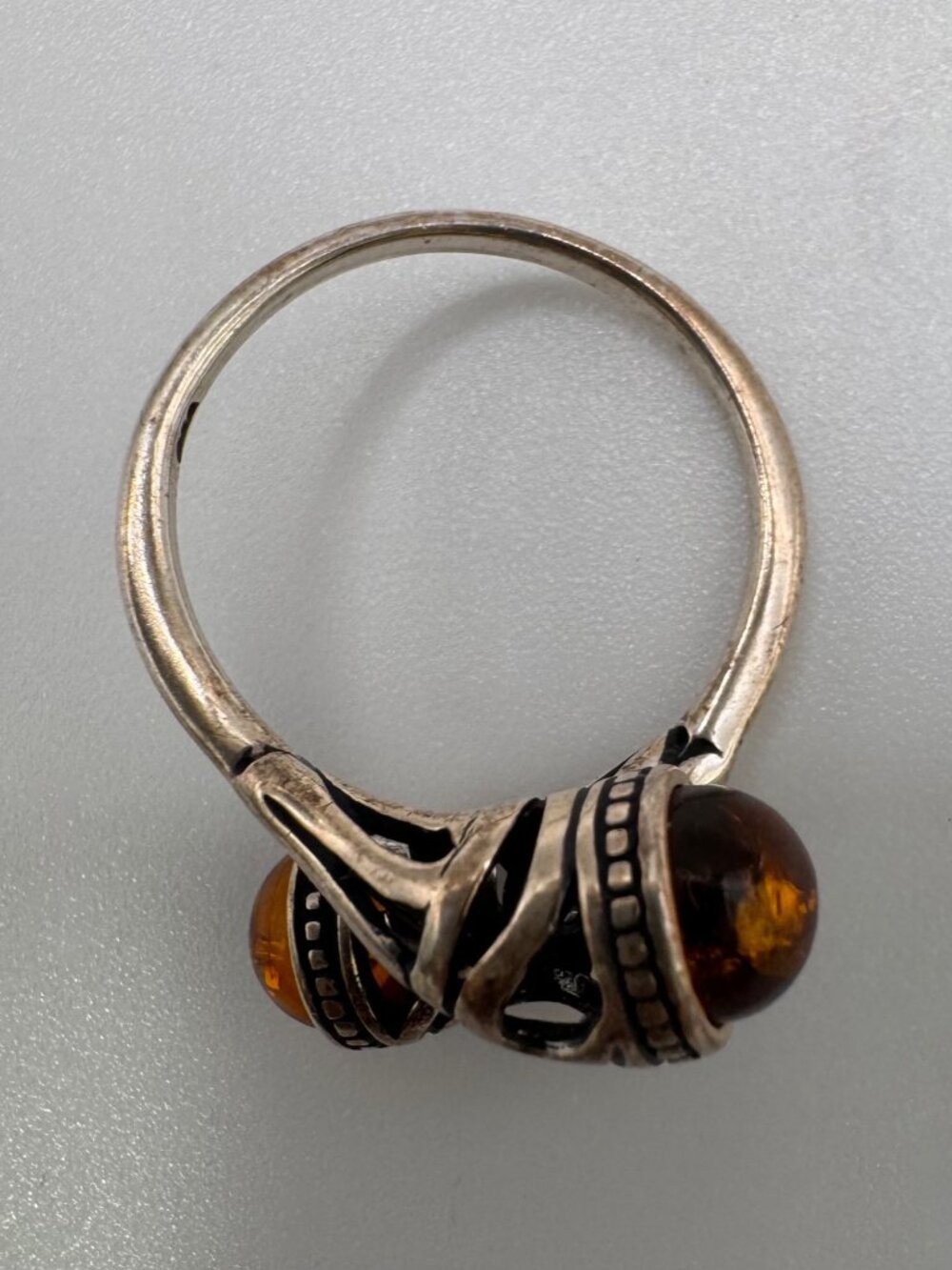 925 Sterling Silver Amber Wrap Ring A.D Signed Size 7.25 Artisan - Picture 3 of 12